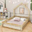 Full Wood House Bed Frame with Guardrails-333829266