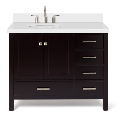 Cambridge 43'' Single Bathroom Vanity with White Quartz Top