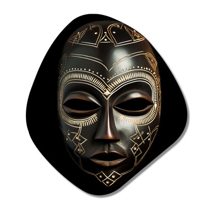 Ethnique traditionnel africain, masque IV - Tribal africain, art mural en métal de forme unique, impression asymétrique en métal noir