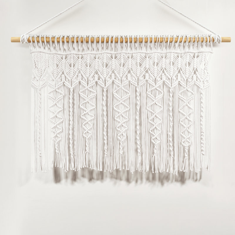 Boho Macrame Neutral Cotton Rod Pocket Window Valance