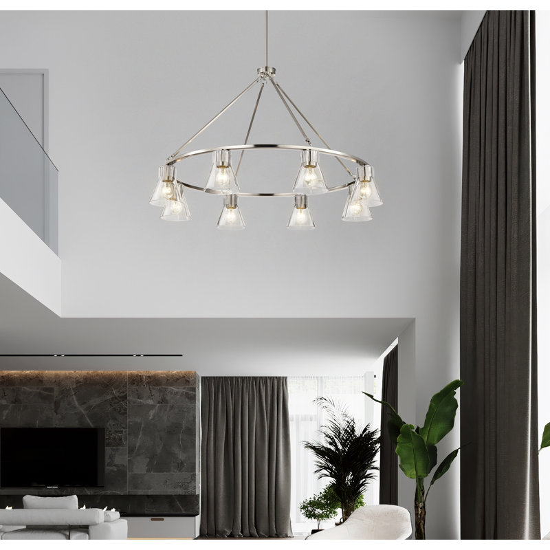 Gianna -  Chandelier - Finish - Clear Glass, Brushed Nickel, 25" H x 40" W x 40" D, 8 Lights