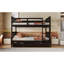 Lit double superposé au-dessus d'un lit gigogne simple, pieds en pin massif pour plus de stabilité, tête de lit et grande chambre à coucher
