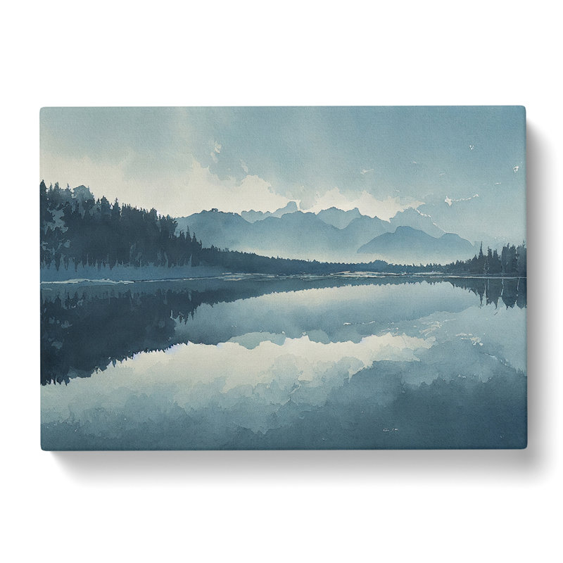 Watercolour Forest Lake Vol.5 - Wrapped Canvas Painting, 35cm H x 50cm W x 3cm D