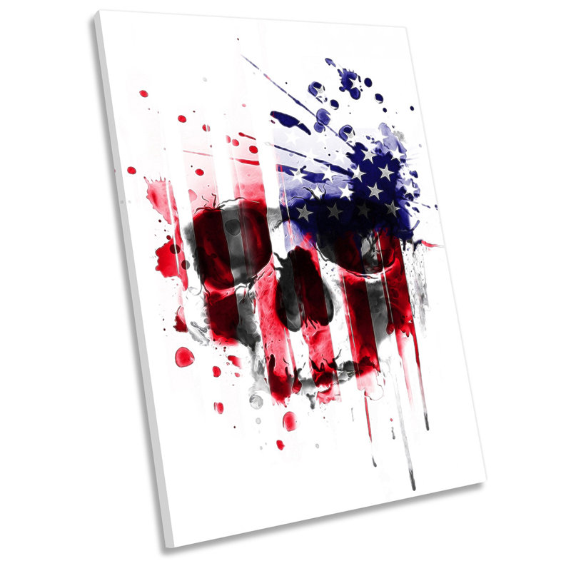 Skull Grunge Stars & Stripes - Wrapped Canvas Painting, 45.7cm H x 30.5cm W x 2cm D