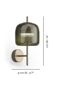 Jube Wall Lamp S, Old Green Transparent, Matte Steel, 3000