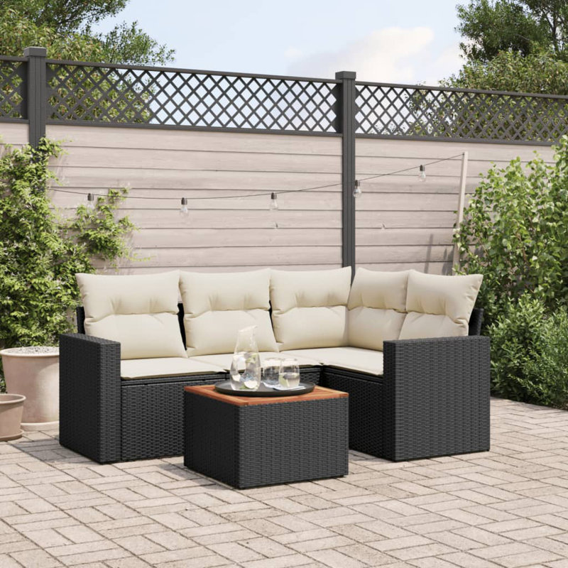 Ensemble de canapé de jardin Vidaxl - noir, blanc crème, brun