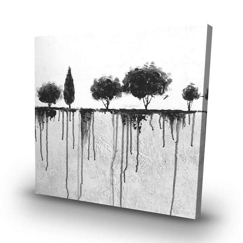 Ink bleeding trees - 32"x32" art on canvas