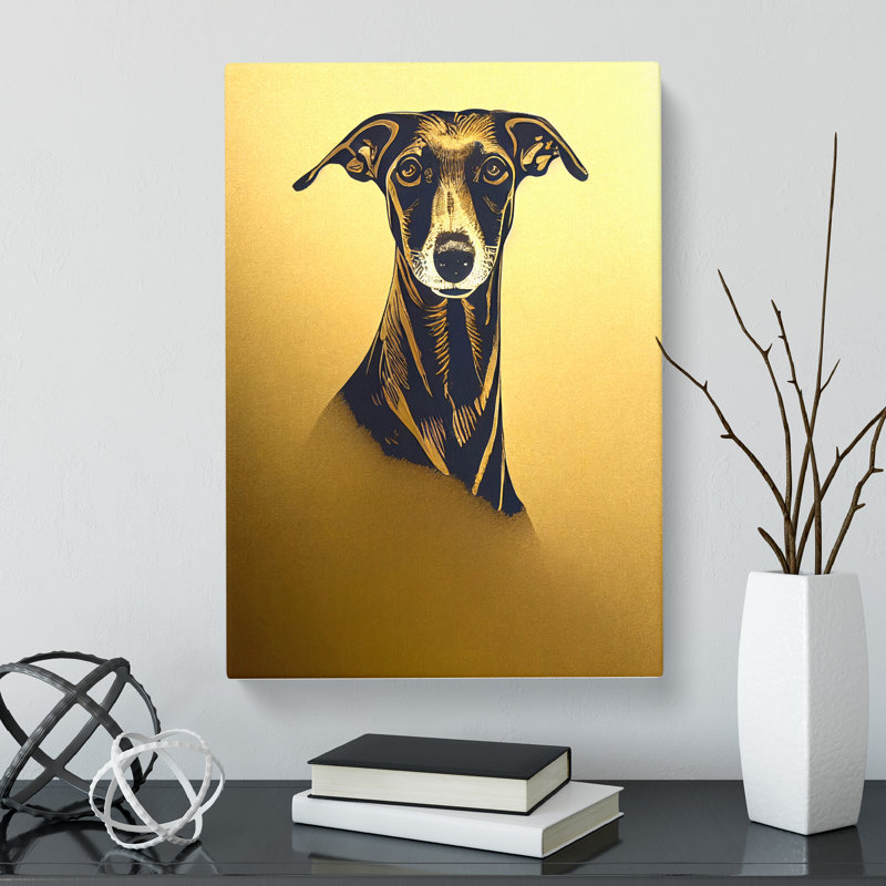 CAN-V0523-1121X Greyhound Gold Leaf - Wrapped Canvas Print, 50cm H x 35cm W x 3cm D