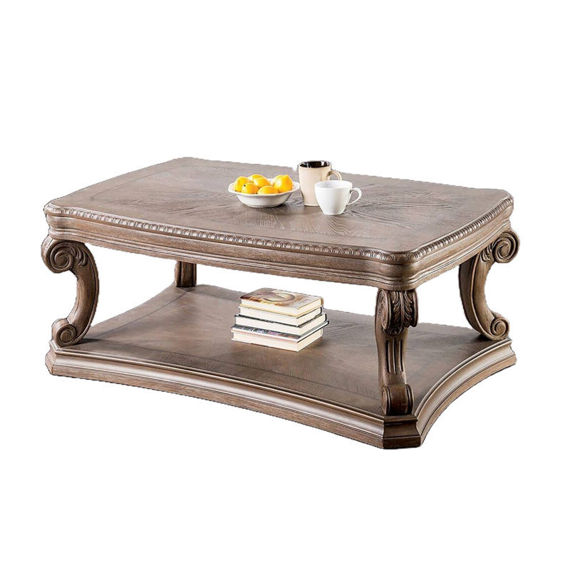 Olane Coffee Table, Weathered Oak Brown Wood, Rustic Farmhouse 52 Inch