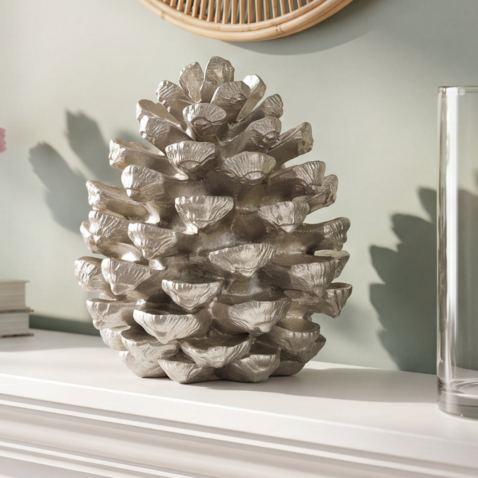Harvy Resin Pinecone Holiday Figurine, Silver
