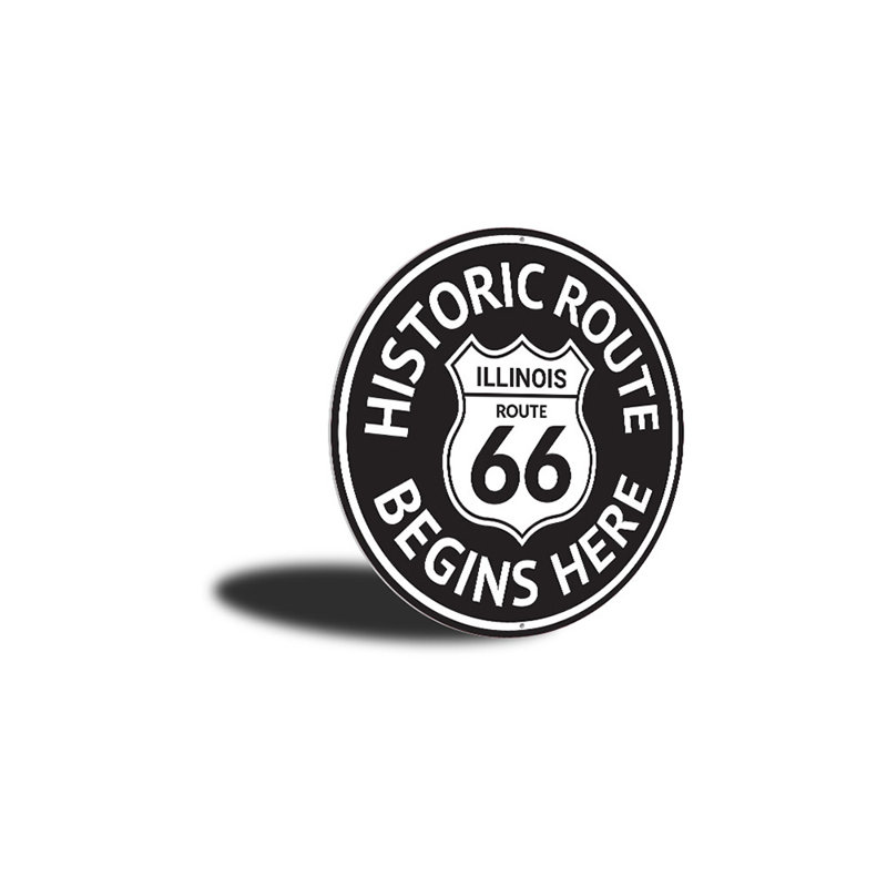 Panneau Route 66 Route historique commence ici, H 18 po x l 18 po x P 0,06 po