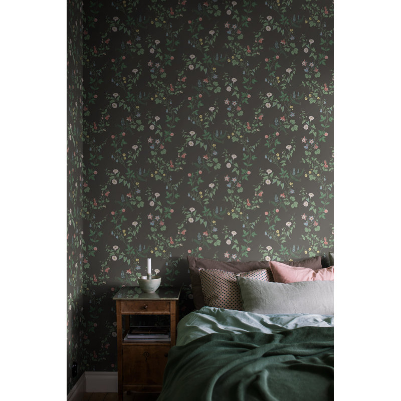 Boråstapeter Midsummers Eve Wallpaper, Charcoal/Green