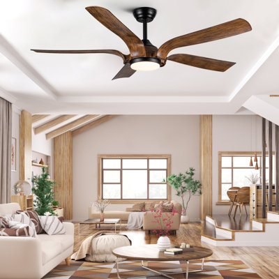 Ventilateur de plafond DEL intelligent 56 "avec pales brun antique Smart