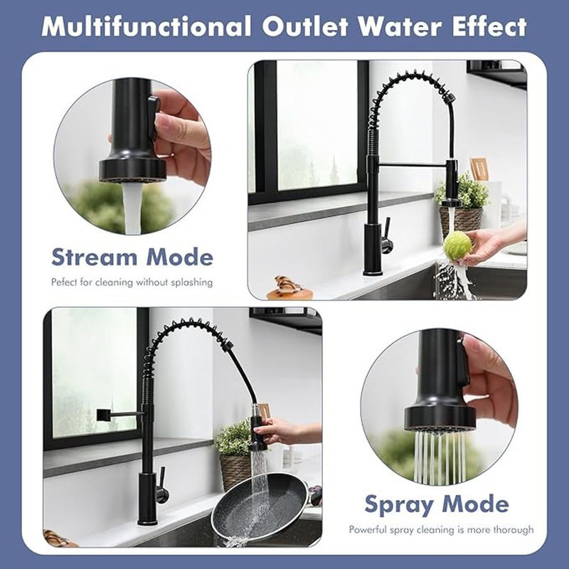GIMILI  Touchless Kitchen Faucet with Pull Down Sprayer Motion Sensor Smart Hands-Free Activated Single Hole Spring Faucet for Kitchen Sink