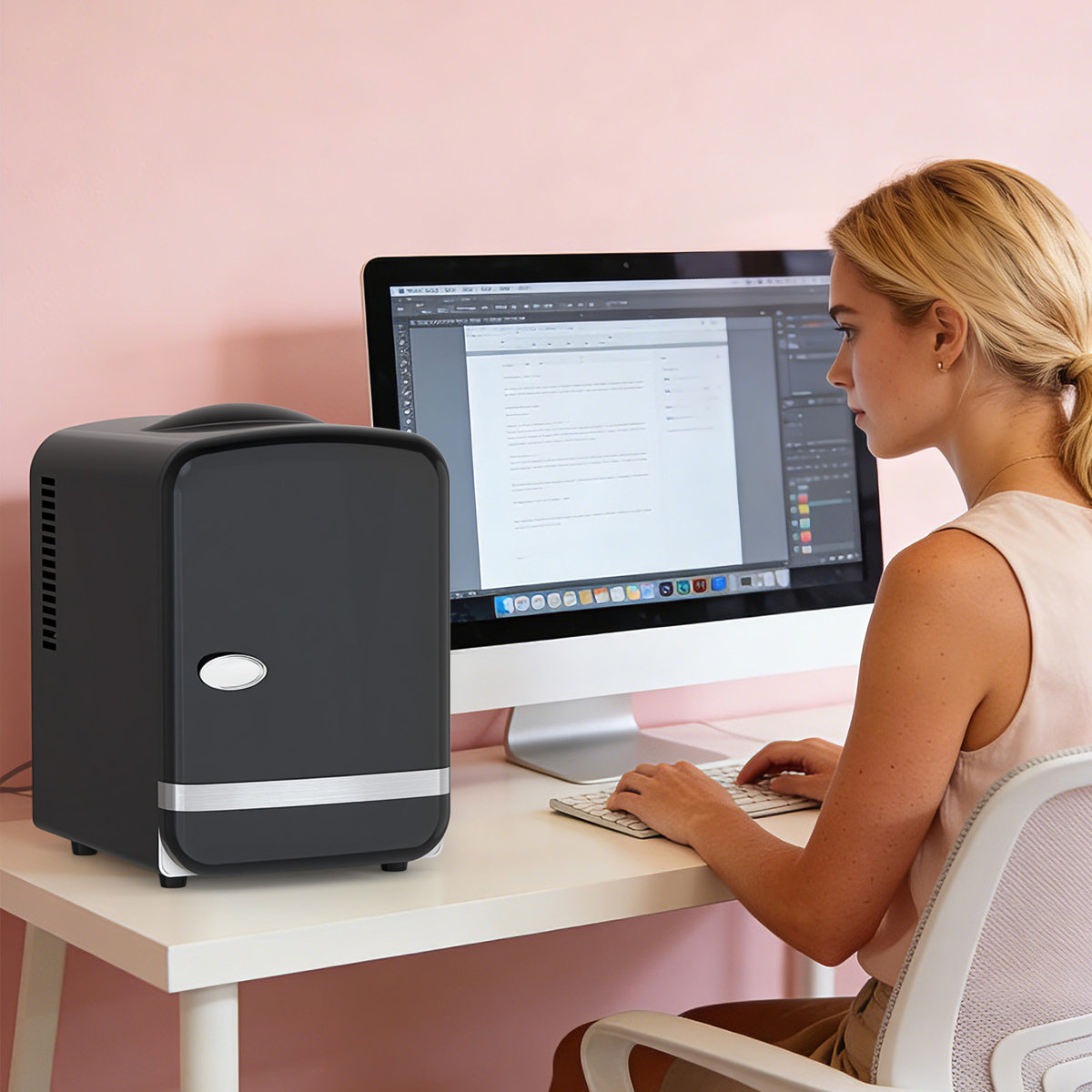 4L/6-Can Black Portable Mini Fridge: Cooler & Warmer For Bedroom/Car/Office/Dorm, Ideal For Cosmetics/Beverage/Food | Fridge.com