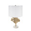 Lampe de table D13x22,2 "or et blanc avec motif de feuille (assemblage de l'abat-jour requis)