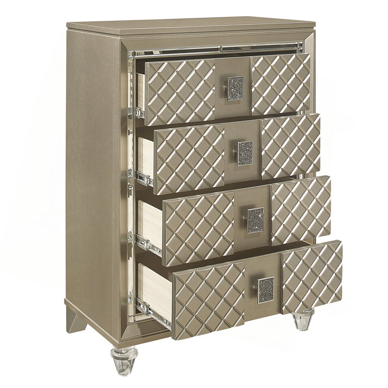 Glacieuse commode 1 pièce 4 tiroirs pieds de luxe en acrylique