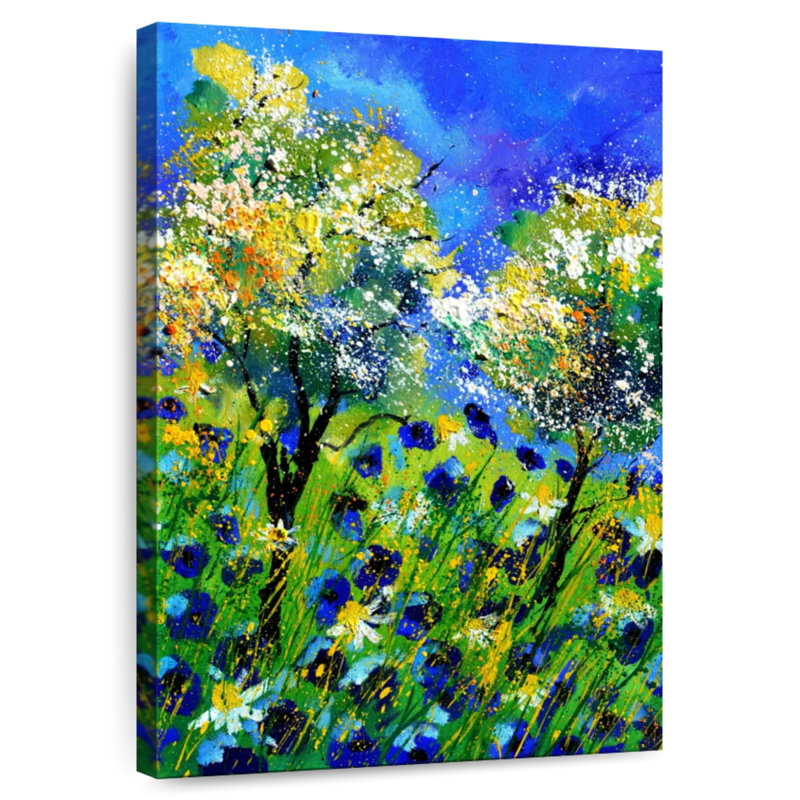 Avery Summer Blue Poppies, 36" H x 24" W