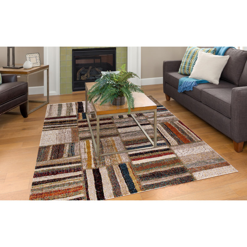 Tapis beige Patchwork, Rectangle 2 pi 7 po x 5 pi