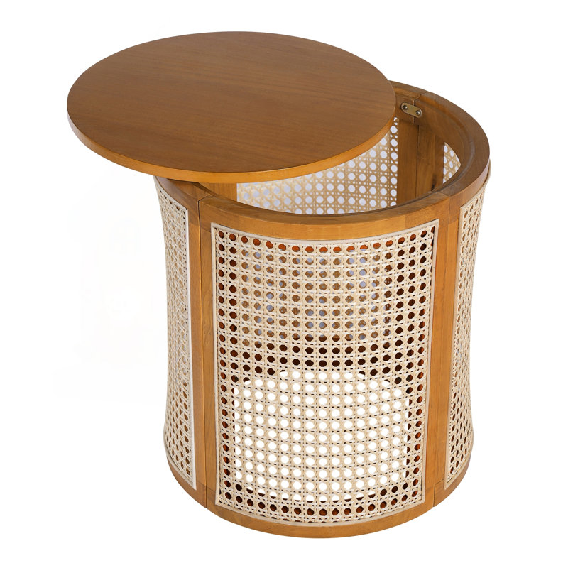 Table d'appoint ronde en rotin tissé, Ochre / Natural, Ochre, Natural