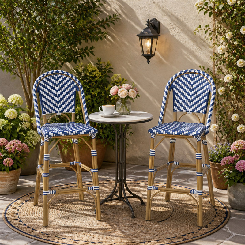 Tabouret de bar 29,5 po, Navy Blue/White