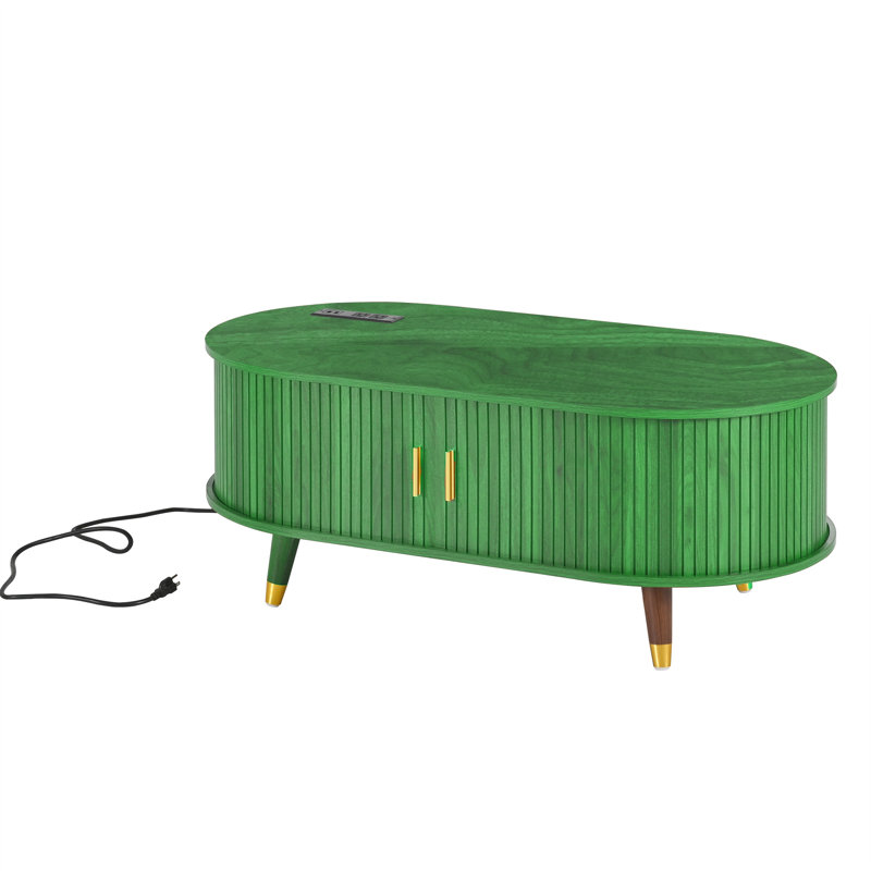 Table basse ovale avec rangement, Vert