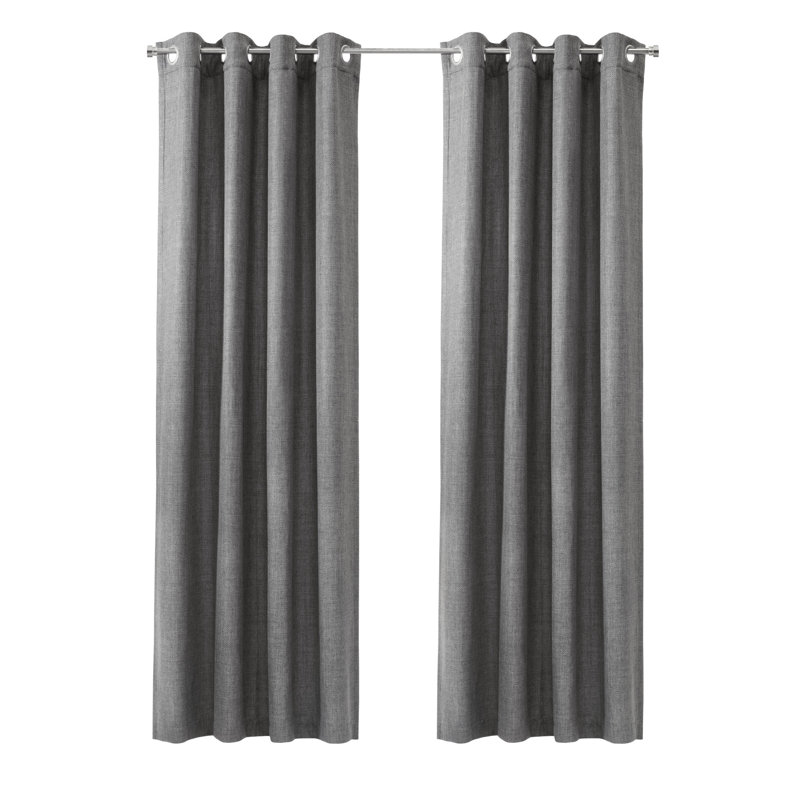 Panneau de rideau gris avec œillets Franciousha, L 52 po x L 108 po