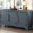 Ustyle Office Storage Cabinet In Navy Blue. + Pine Veneer, Robust, Adjustable Shelf Design Entrance Sideboard Spacious Storage,