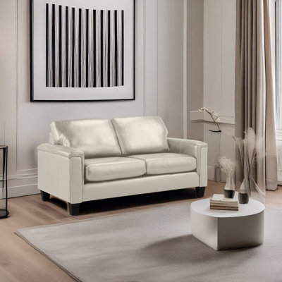 Causeuse à accoudoirs carrés en cuir véritable Deboer