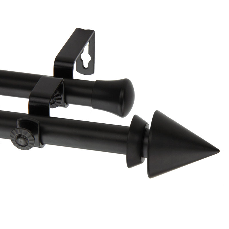 Tringle à rideaux double réglable 0,75 po McLoud, Noir, H 120 po x l 70 po