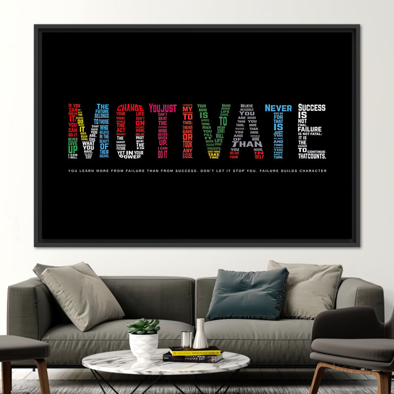 Impression sur toile, art sur toile, Motivation, H 37 po x l 61 po x P 0,78 po, Cadre flottant noir