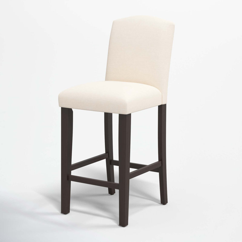 April Upholstered Stool, Bar Stool (31" Seat Height), Milsap Canvas Sustain® Tweed, Black Wood