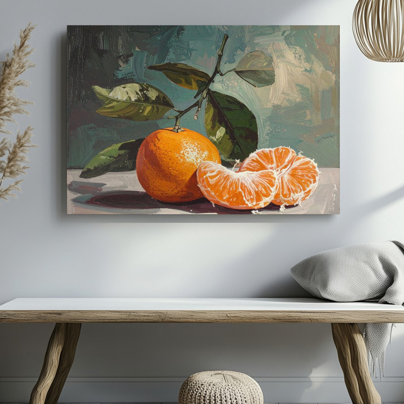 Toile, peinture à l'huile orange sur toile, H 30 po x l 40 po