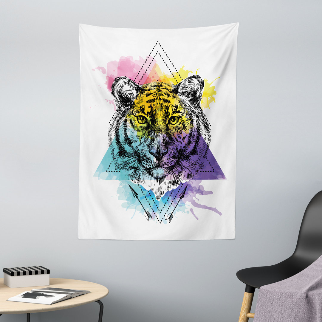 Wandteppich, Regenbogen-Tigergesicht, Multicolor