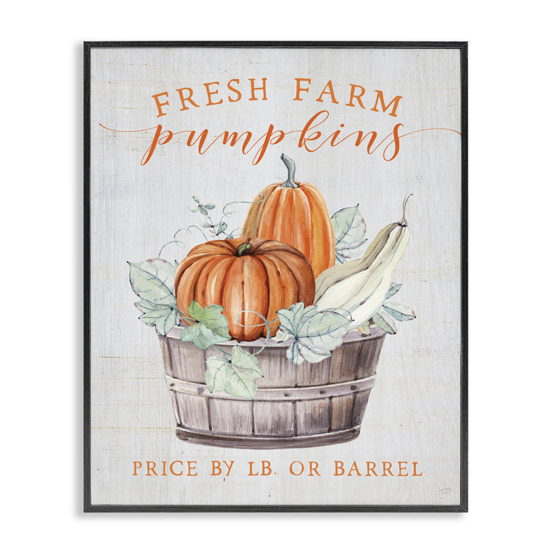 Fresh Farm Pumpkins & Gourds, estampe numérique, design by Lux + Me Designs, H 14 po x l 11 po, Giclée encadrée noir minuit