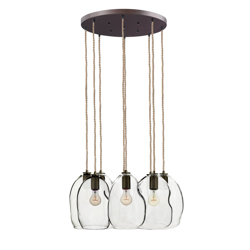 Lustre à 8 lumières en verre soufflé à la main Bubble, H 100 po x l 24 po x P 24 po, Incandescent, Bronze