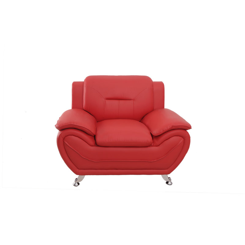 Sanuel Faux Leather Club Chair, Red