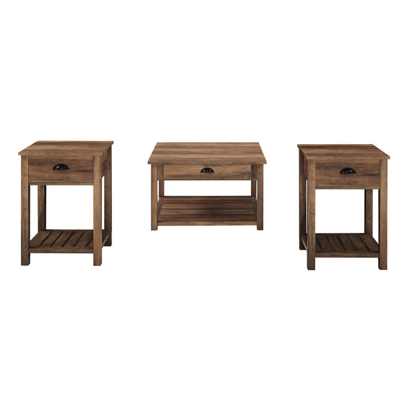 Ensemble de tables basses 3 pièces Cadhla, Chêne rustique