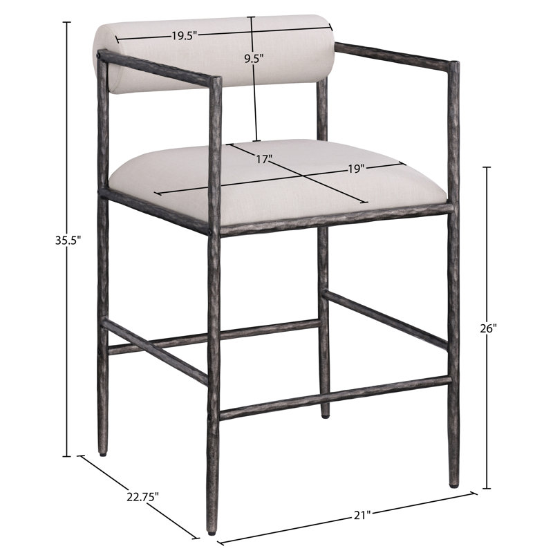 Tabouret de comptoir Axis, Noir antique, Beige