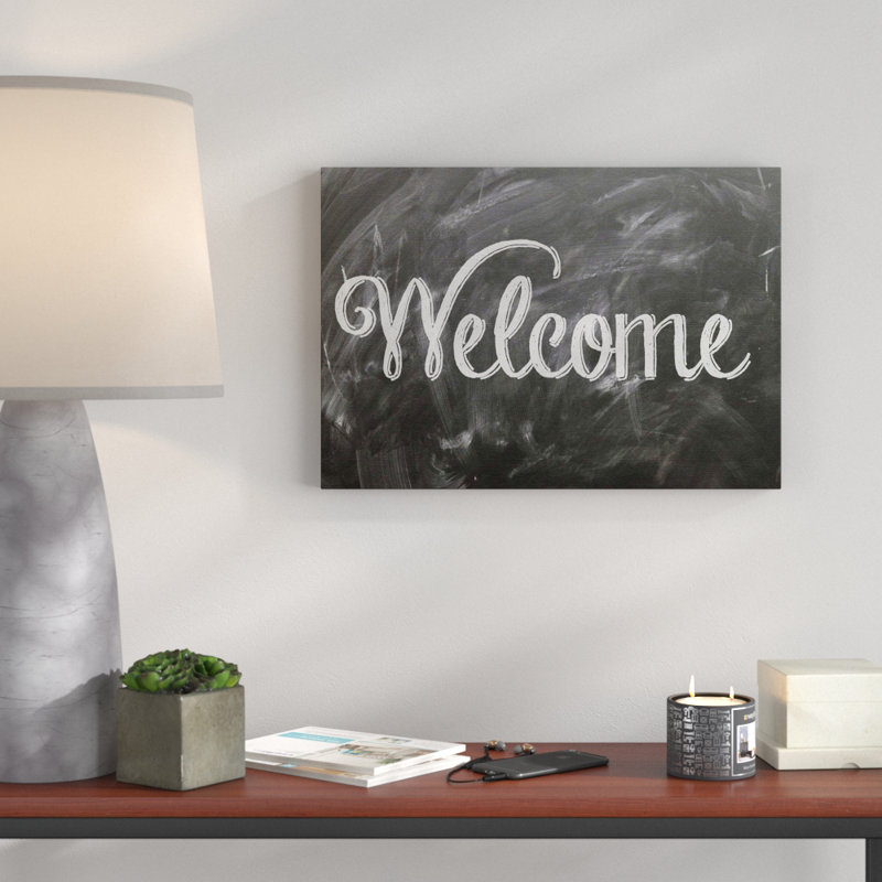 Welcome Sign Chalk Board - Wrapped Canvas, 40cm H x 60cm W