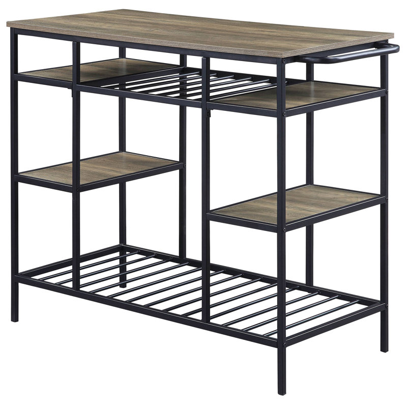 Îlot de cuisine rustique avec tablettes ouvertes