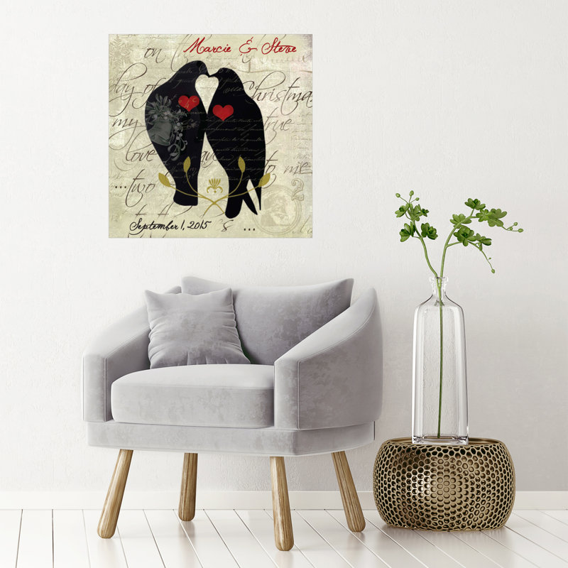 Décalcomanie murale personnalisée love oiseaux, H 20 po x l 20 po, Oui