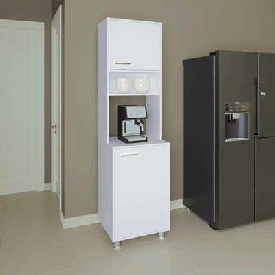 Garde-manger, 2 portes, 4 pieds, 5 tablettes, blanc