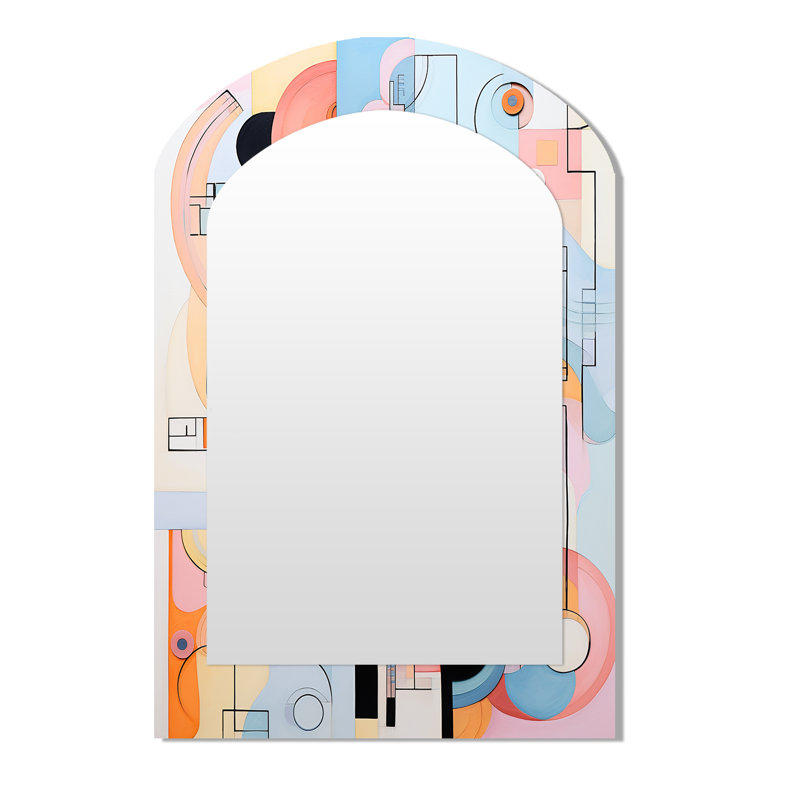 Geometric Popart Bluiding In Harlem - Buildings Asymmetrical Unique Mirror, Pink Arch Large Wall Mirror, Printed Metal Art