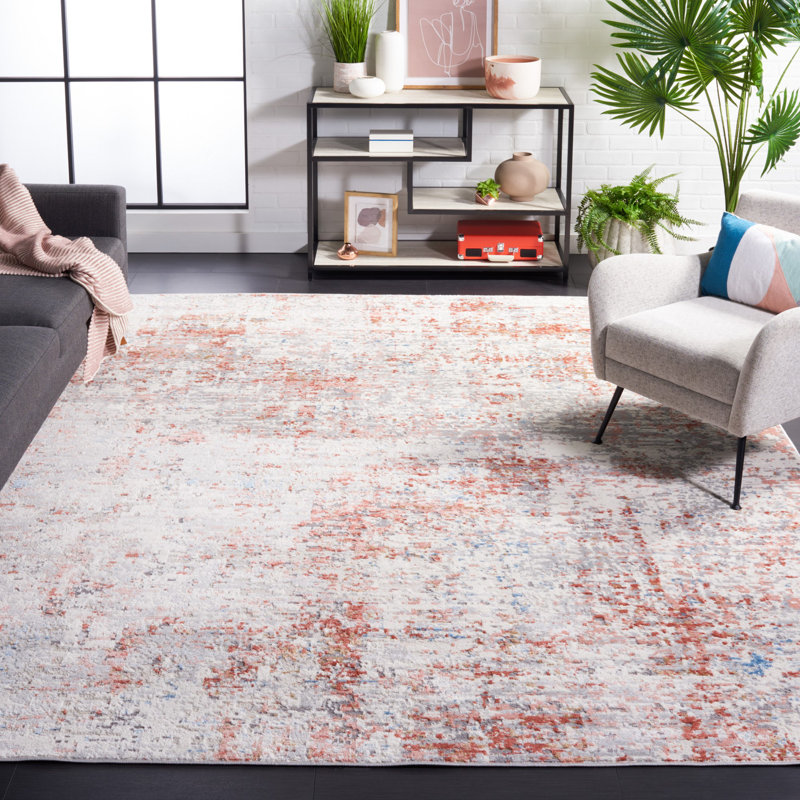 Shivan 100 Performance Abstract Rug, Square 6'7"