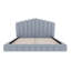 Structure de lit rembourrée en velours avec tête de lit en forme de coquille, sans sommier tapissier, douce et robuste pour les chambres modernes-424469929