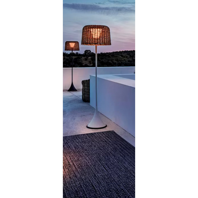 Serenity Metal And Rattan Floor Lamp | 3000K LED Light Lamp For Indoor And Outdoor
