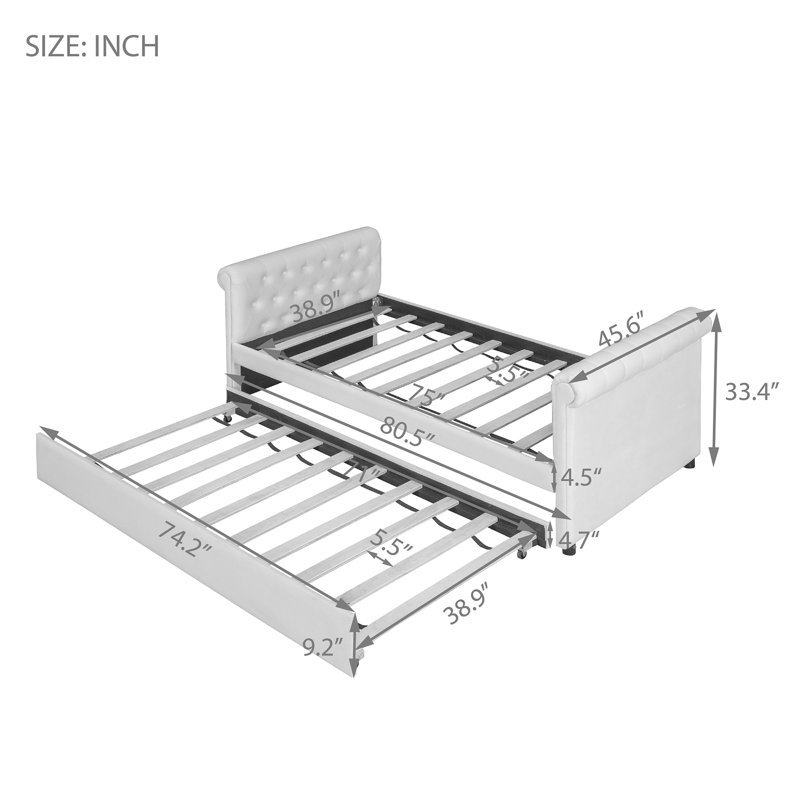 Lit de jour simple avec couchette Chipoletti, gris