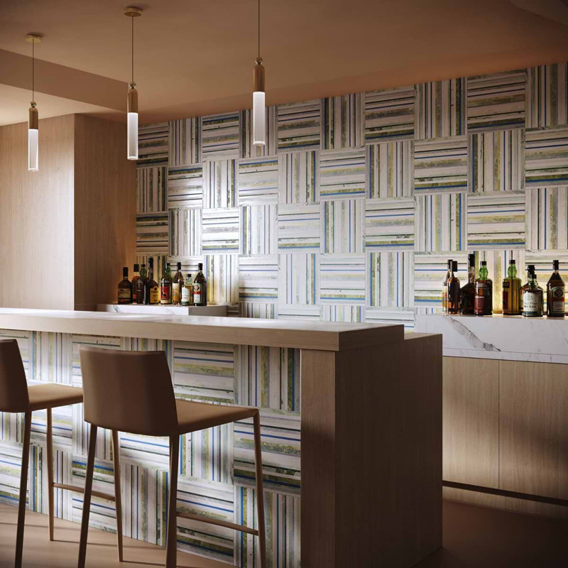 Isla Lagoon Green 16x16 Polished Marble Mosaic Tile