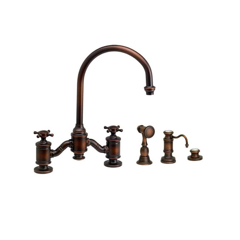 Hampton Bridge Faucet - Cross Handles, Antique Bronze